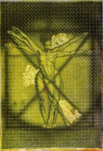 stampa fine art su mash forato su pellicola gold con foglia d'oro 110x150 cm